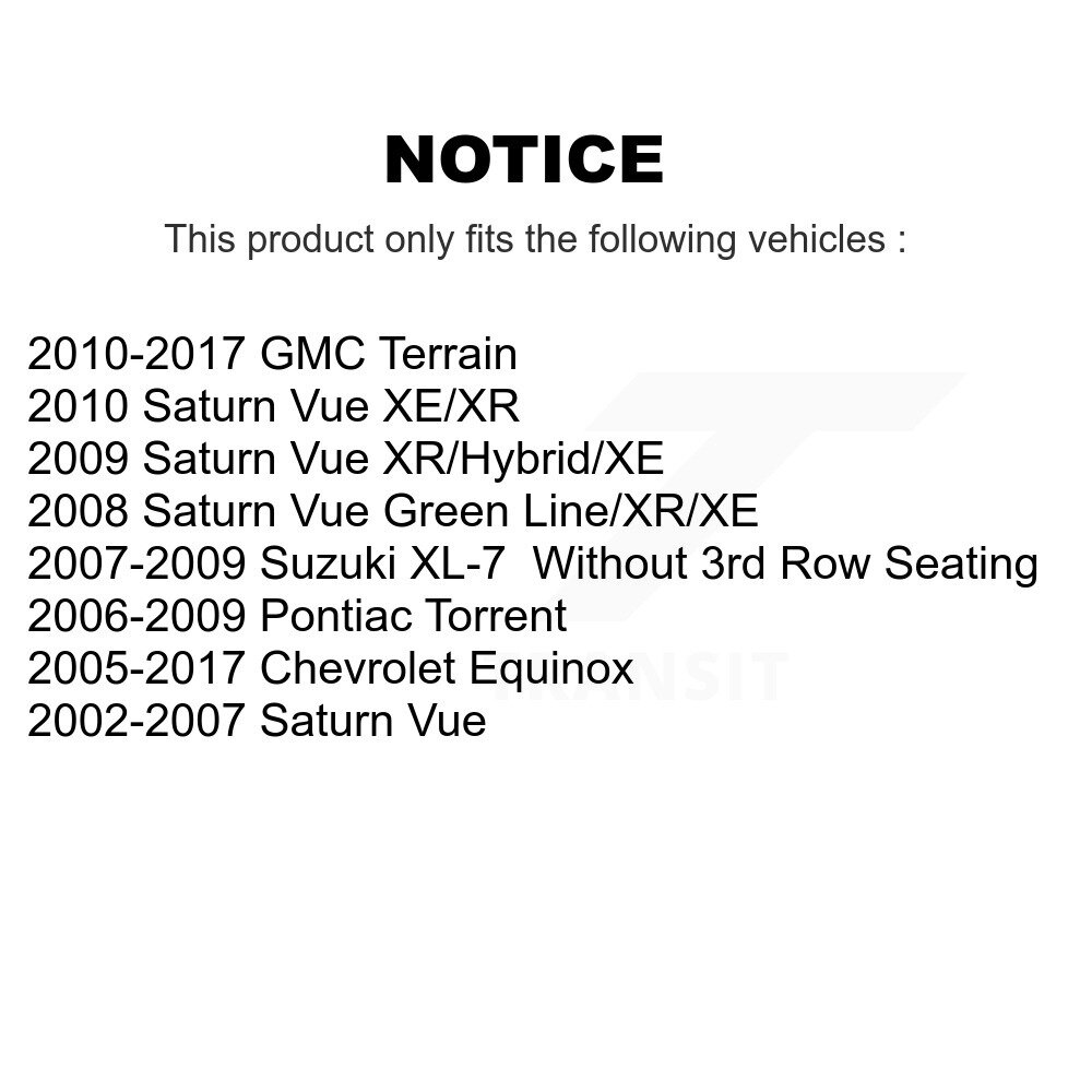 [Arrière] Absorbeur de choc arrière pour Chevrolet Equinox GMC Terrain Pontiac Torrent Saturne Vue