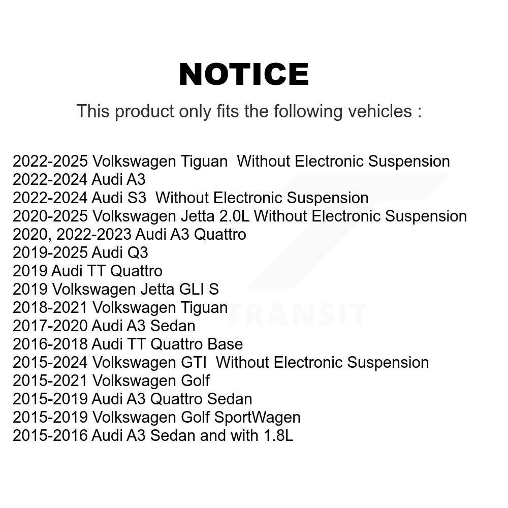 [Arrière] Absorbeur de choc arrière pour Volkswagen Tiguan Golf Audi Q3 Jetta SportWagen GTI A3