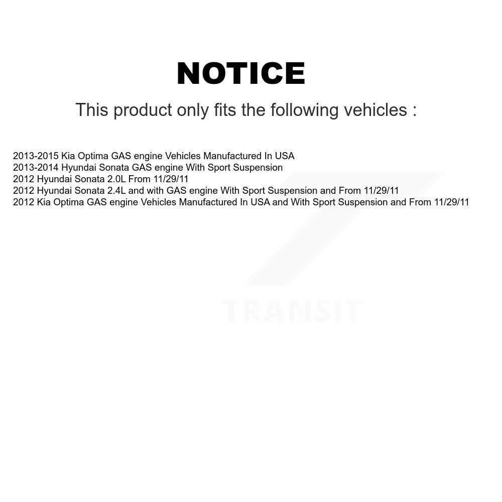 [Front Left] Assemblage de printemps Strut Coil pour Hyundai Sonata Kia Optima