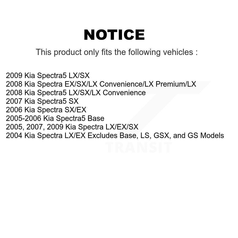 [Front Left] Assemblage avant gauche de ressort de suspension de bobine pour Kia Spectra Spectra5
