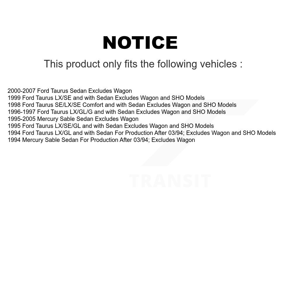 [Arrière] Assemblage de ressort de bobine de suspension arrière pour Ford Taurus Mercury Sable