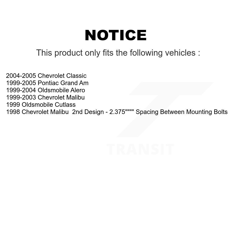 [Arrière] Assemblage de ressort de suspension arrière Strut Coil pour Pontiac Grand Am Chevrolet Malibu