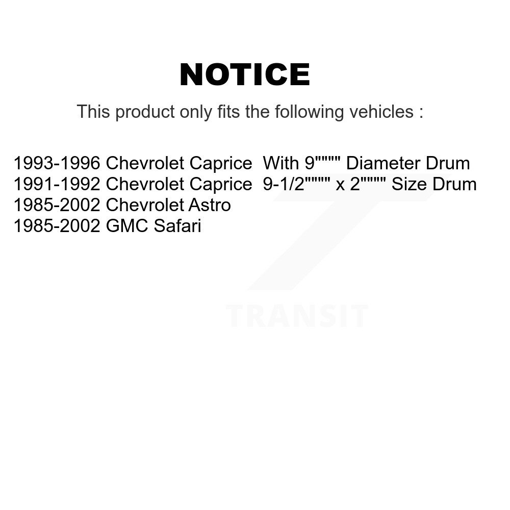 [Arrière] Tambour de frein arrière pour Chevrolet Astro GMC Caprice Safari 8-2034