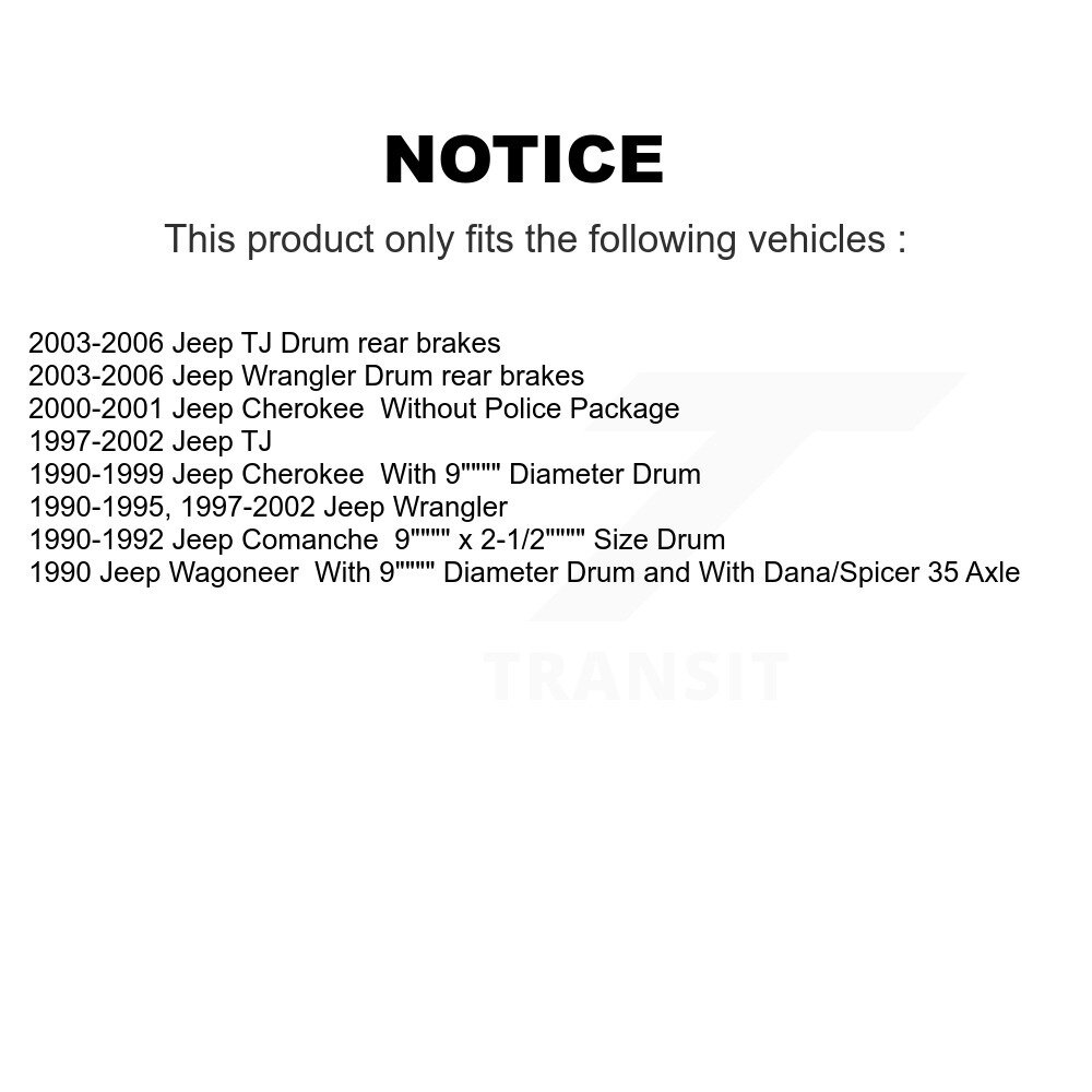 [Arrière] Tambour de frein arrière pour Jeep Wrangler Cherokee Comanche Wagoneer TJ 8-2469