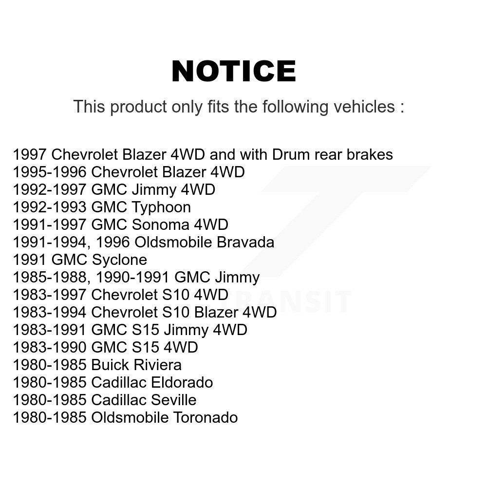 [Front] Rotor de frein à disque pour Chevrolet S10 GMC Sonoma Jimmy Blazer S15 Cadillac Eldorado
