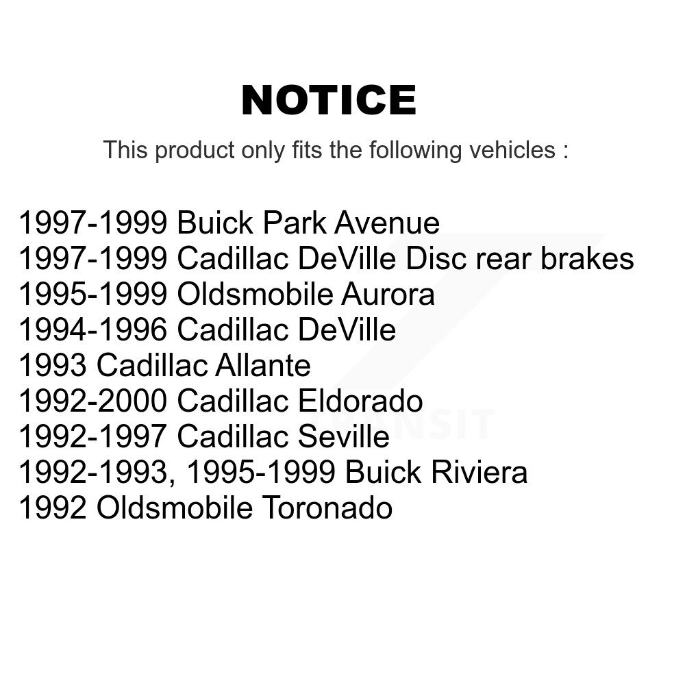[Arrière] Rotor de frein à disque arrière pour Cadillac DeVille Buick Eldorado Seville Riviera Park