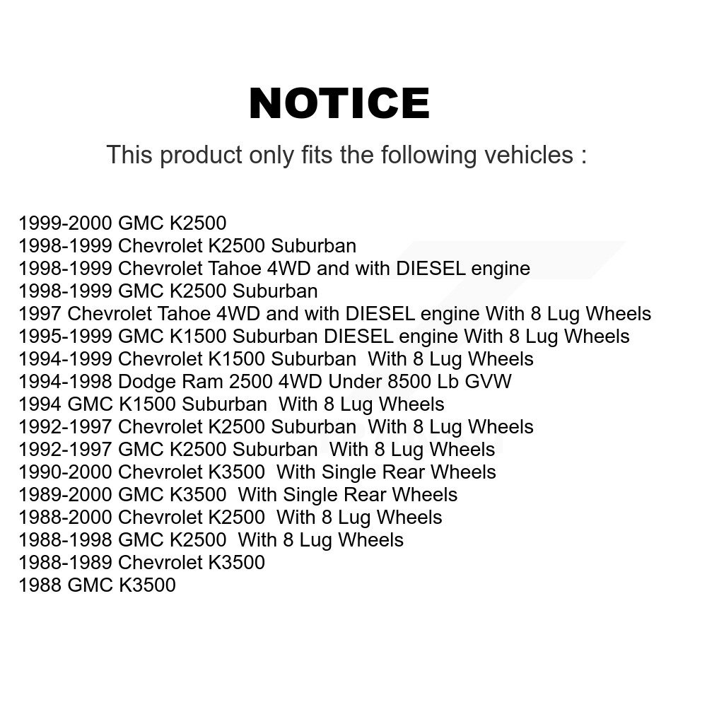 [Front] Rotor de frein à disque avant pour K2500 Chevrolet GMC Dodge Ram 2500 K3500 K1500 Tahoe