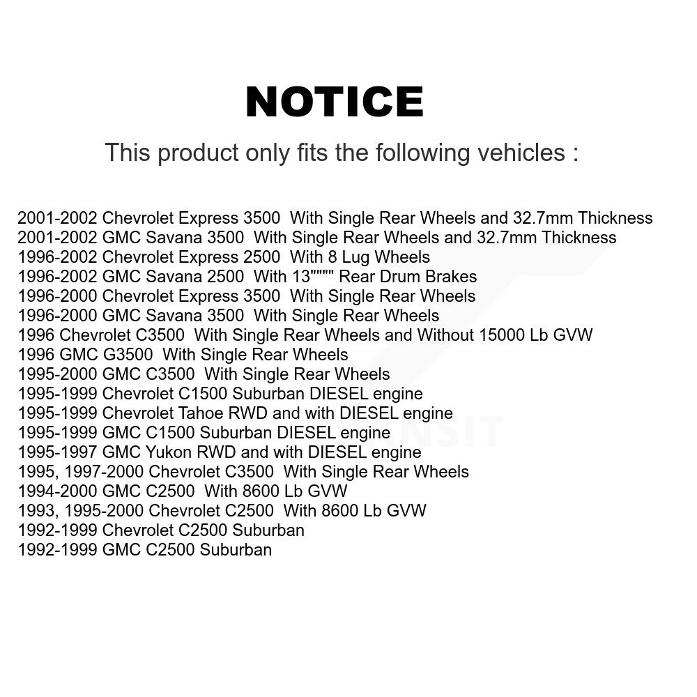 [Front] Montage du pivot du rotor de frein avant pour Chevrolet GMC C2500 Express 3500 Tahoe