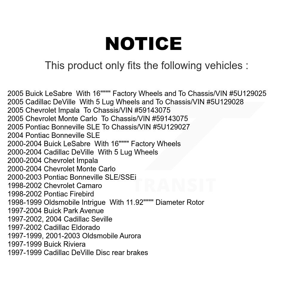 [Front] Rotor de frein à disque avant pour Chevrolet Impala Buick LeSabre Cadillac DeVille Monte