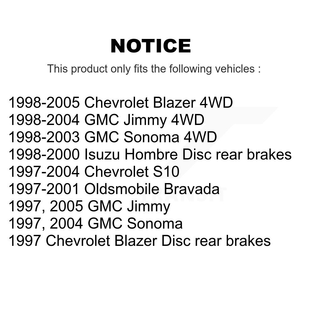 [Arrière] Rotor de frein à disque arrière pour Chevrolet GMC Blazer S10 Jimmy Sonoma Isuzu Hombre