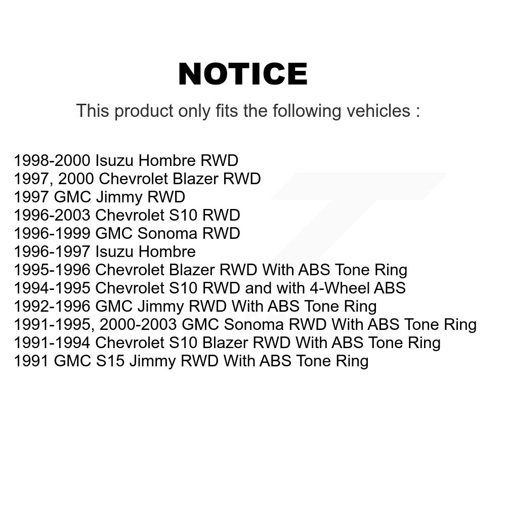 [Front] Montage du pivot du rotor de frein pour Chevrolet S10 GMC Sonoma Blazer Jimmy