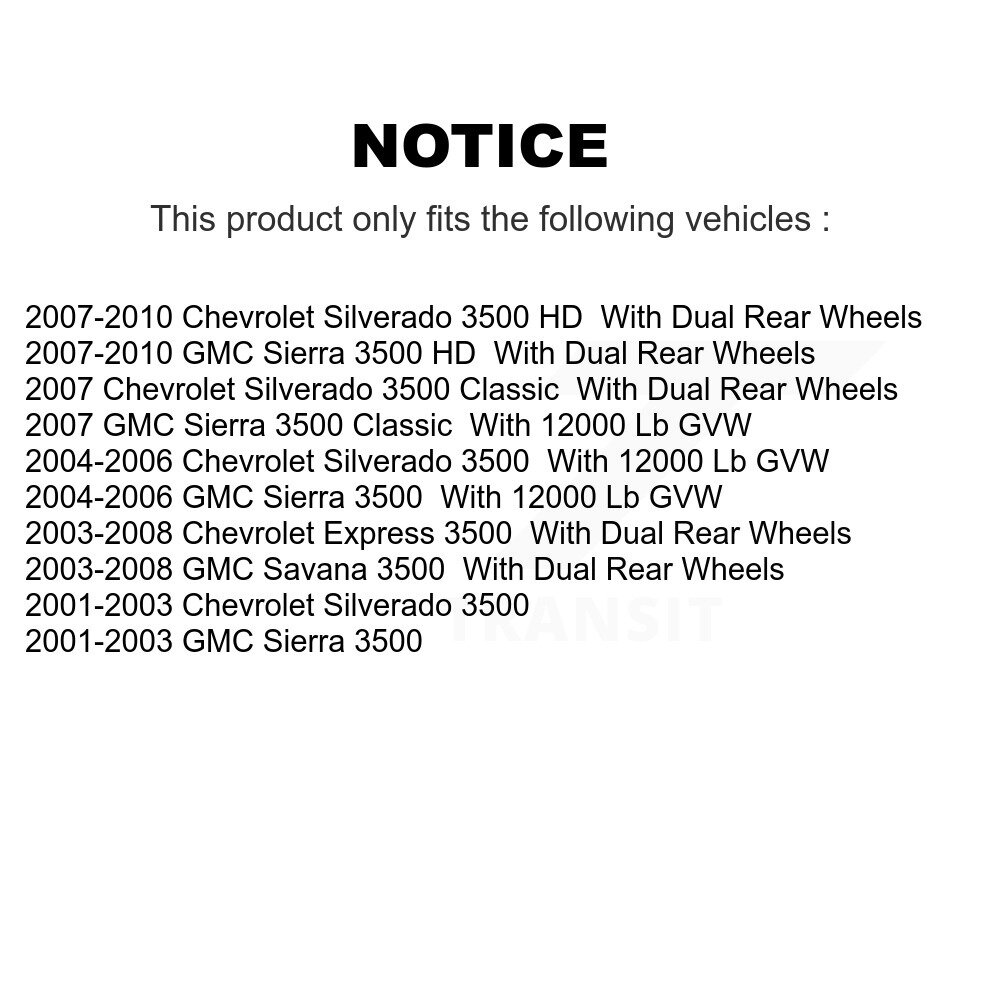 [Arrière] Rotor de frein à disque arrière pour Chevrolet GMC Express 3500 Savana Sierra Silverado HD