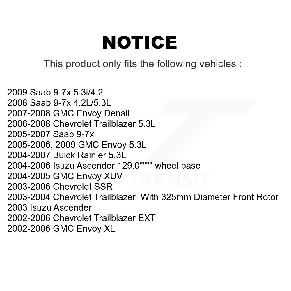 [Front] Rotor de frein à disque avant pour Chevrolet GMC Trailblazer Envoy XL EXT SSR Buick Saab