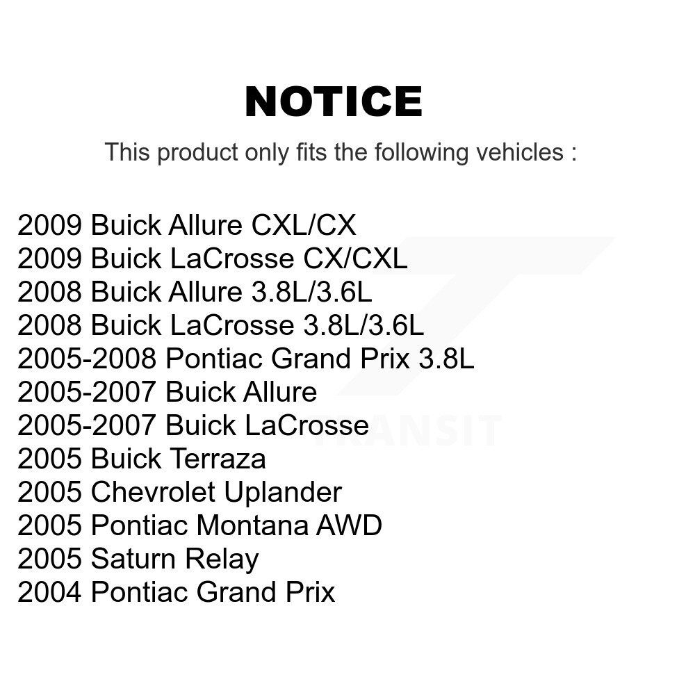 [Front] Rotor de frein à disque avant pour Buick Pontiac LaCrosse Grand Prix Allure Montana