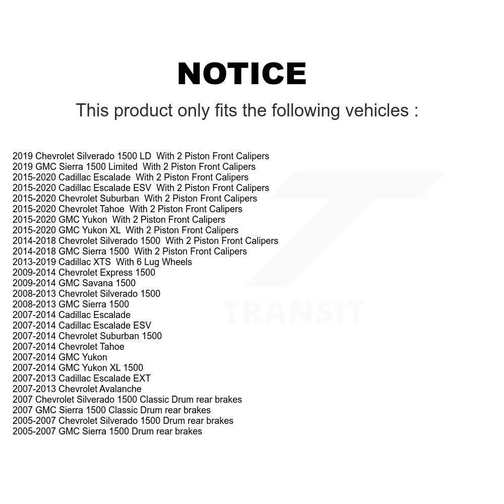 [Front] Rotor de frein à disque avant pour Chevrolet GMC Sierra 1500 Silverado Cadillac Tahoe XL