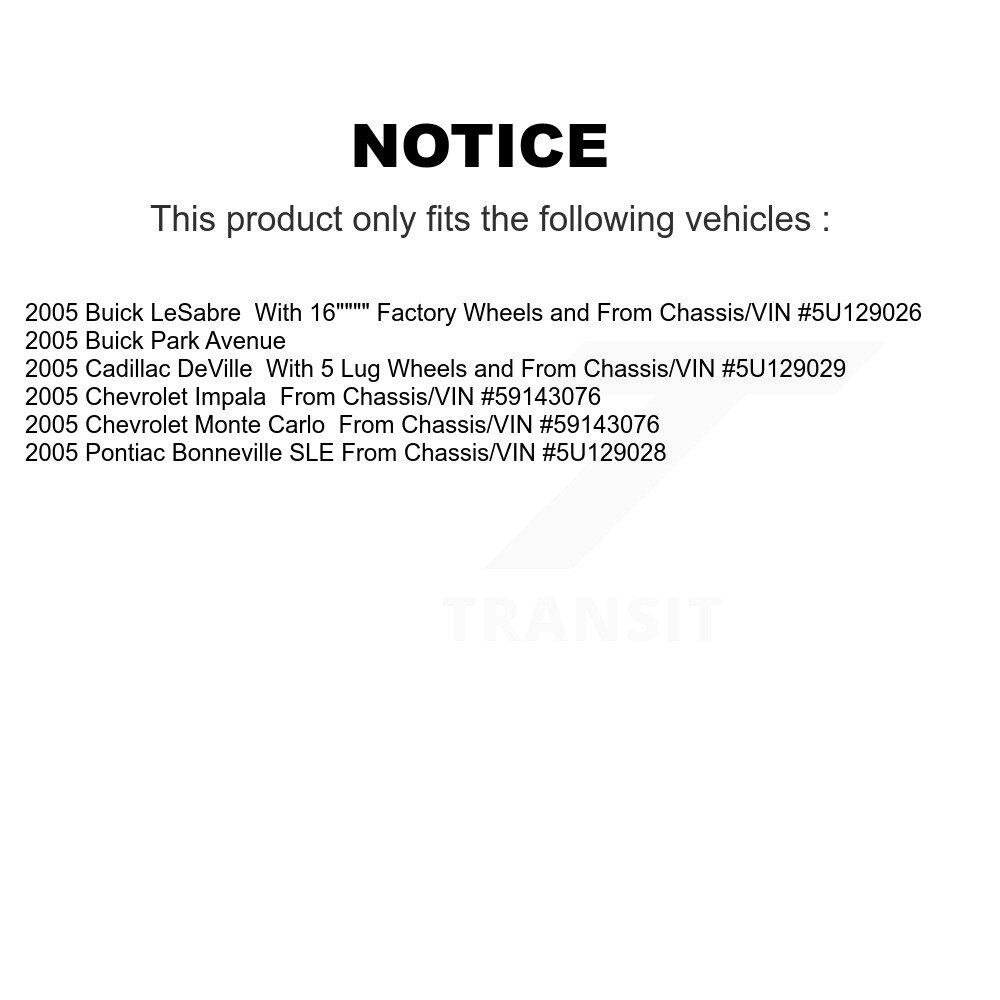 [Front] Rotor de frein à disque avant pour Chevrolet Impala Buick LeSabre Cadillac DeVille Monte