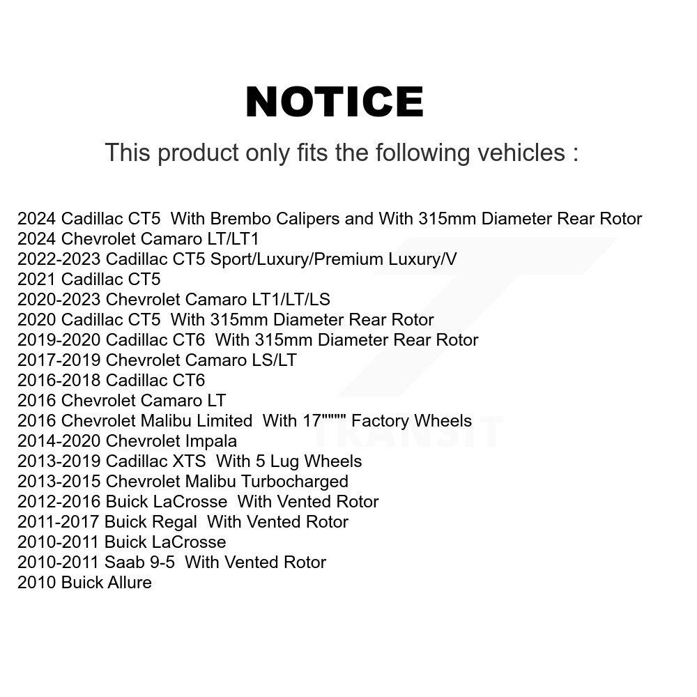[Arrière] Rotor de frein à disque arrière pour Chevrolet Buick Malibu Impala LaCrosse Camaro Cadillac