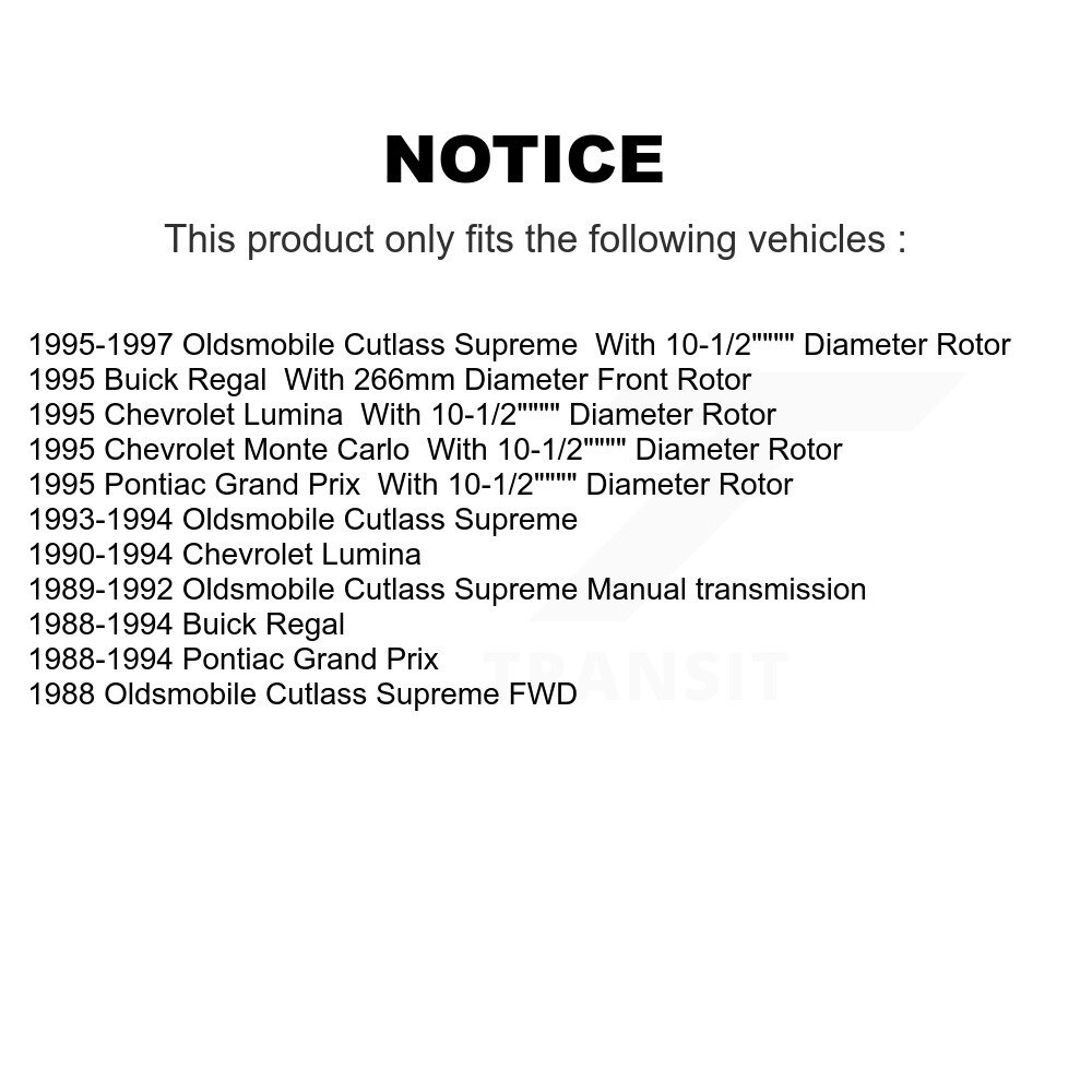 [Front] Rotor de frein à disque avant pour Oldsmobil Cutlass Supreme Buick Regal Chevrolet Prix