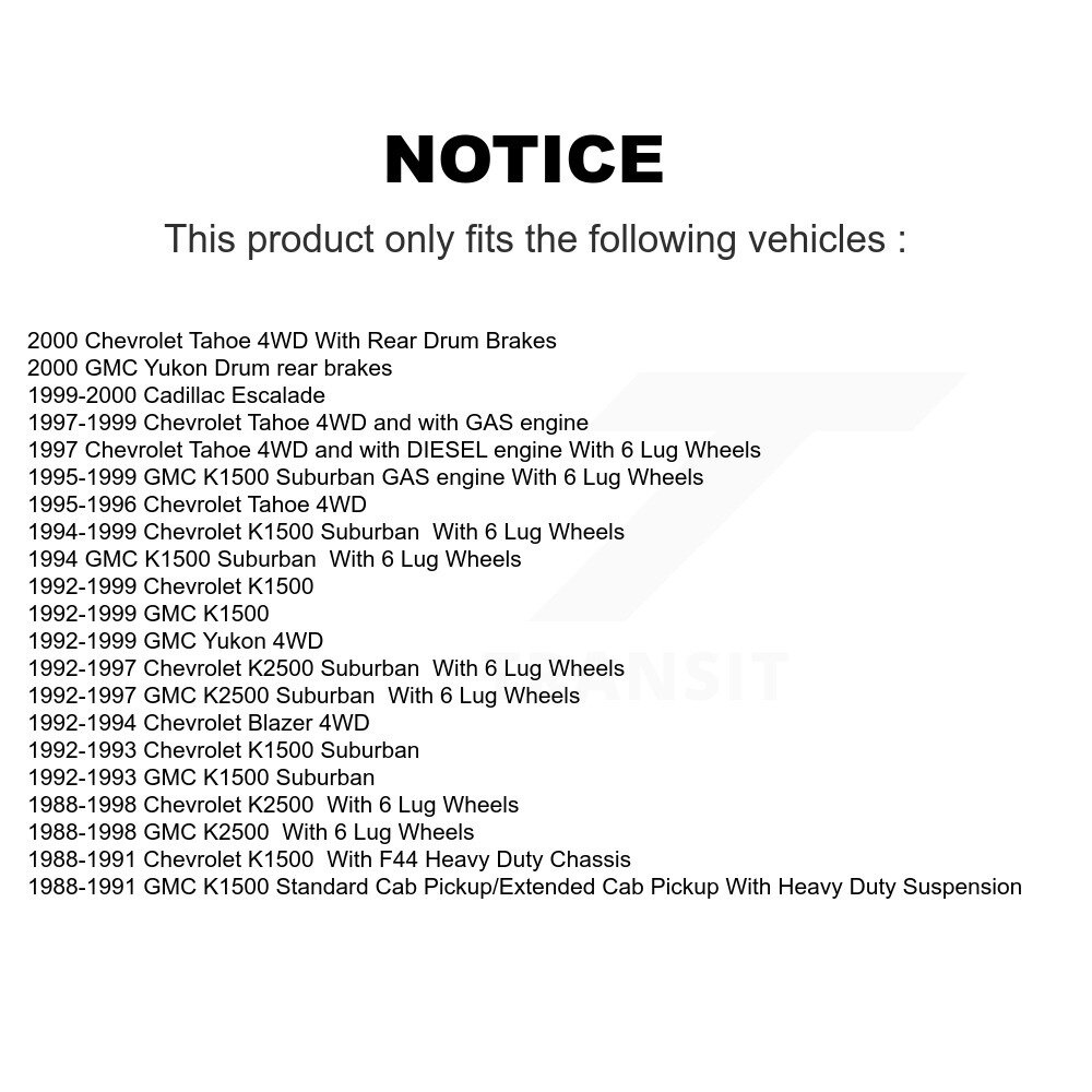 [Front] Rotor de frein à disque avant pour K1500 Chevrolet GMC K2500 Tahoe Yukon Suburban Blazer