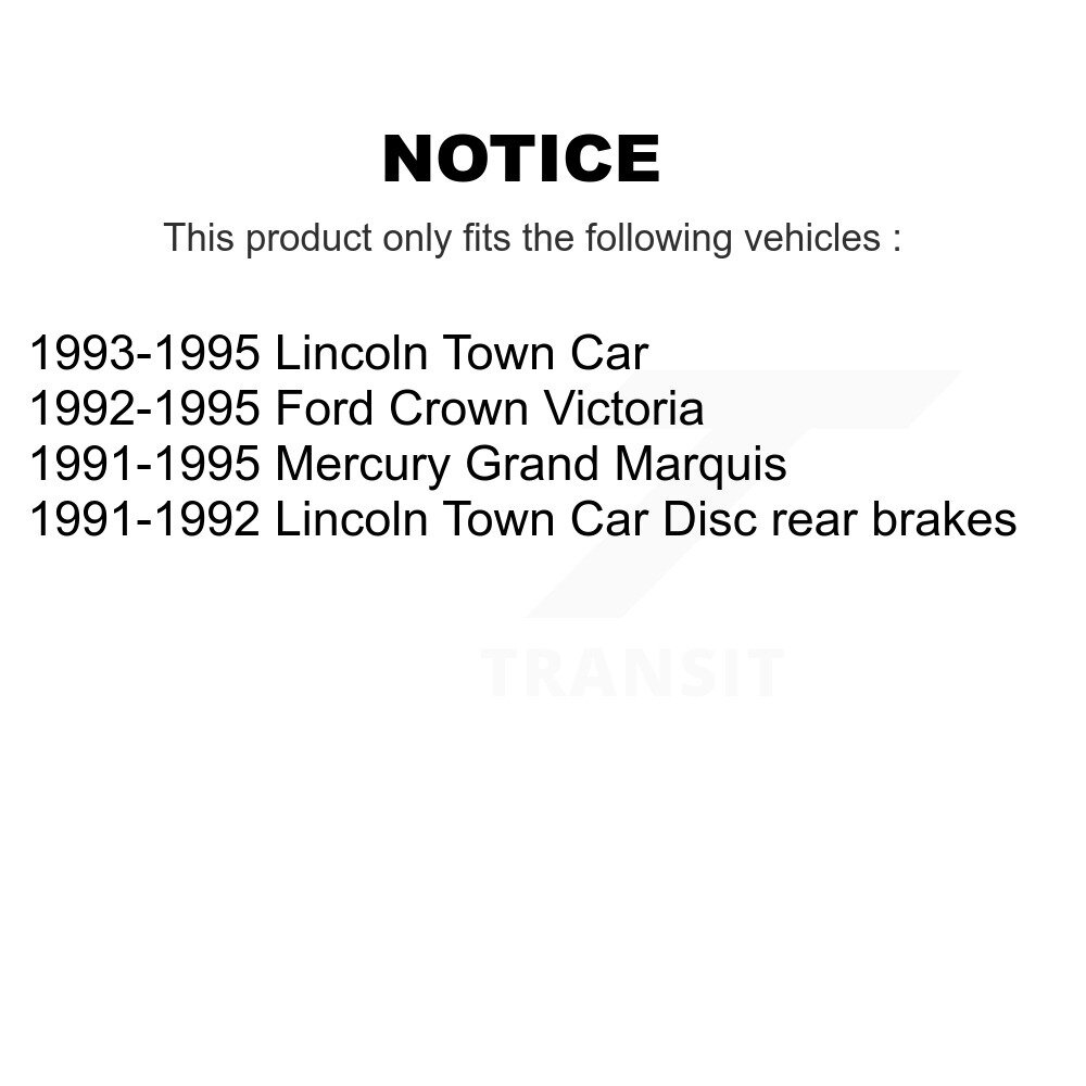 [Arrière] Rotor de frein à disque arrière pour Mercure Grand Marquis Lincoln Town Voiture Ford Crown