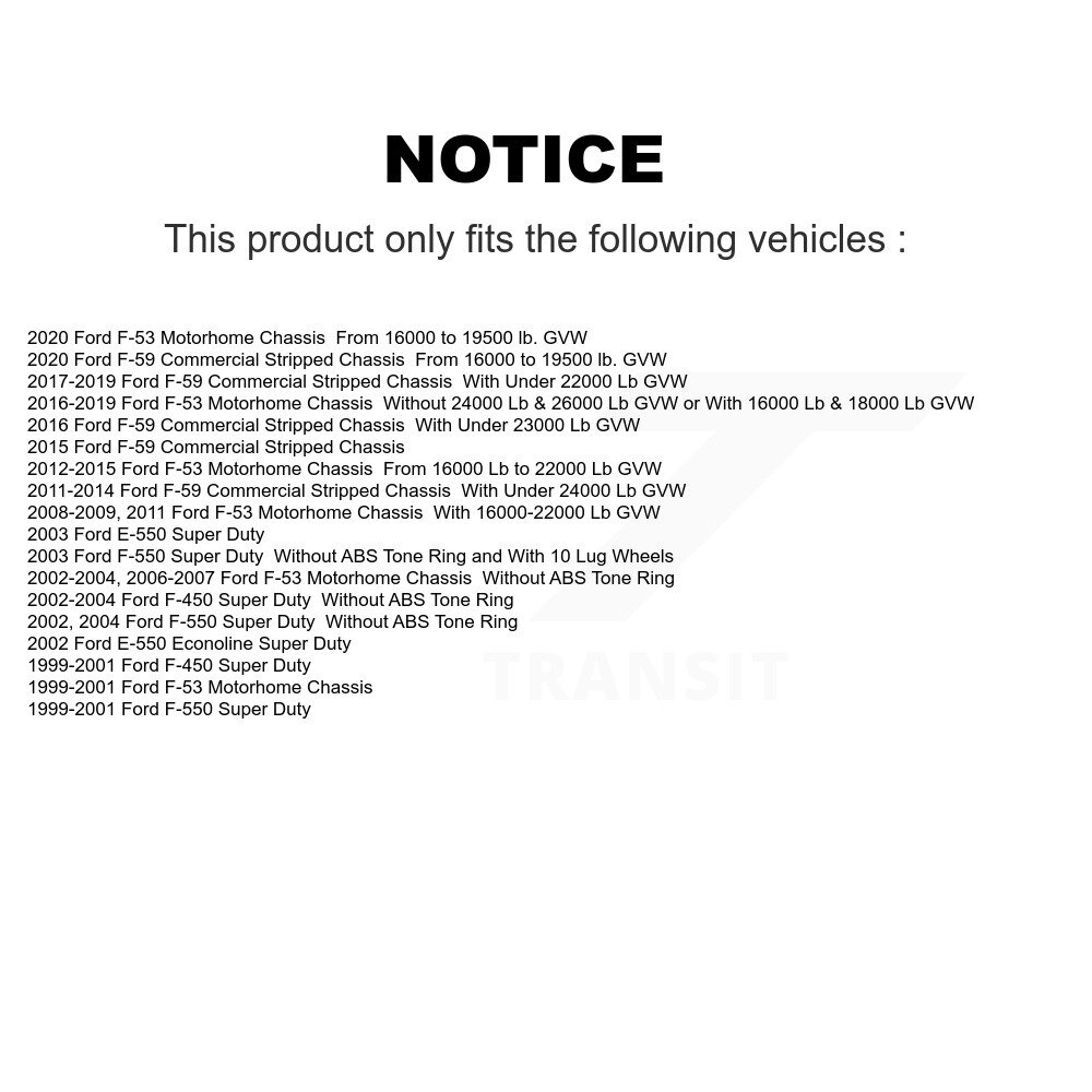 [Arrière] Rotor de frein à disque pour châssis de camping-car Ford F-53 E-550 Super Duty F-550 F-450