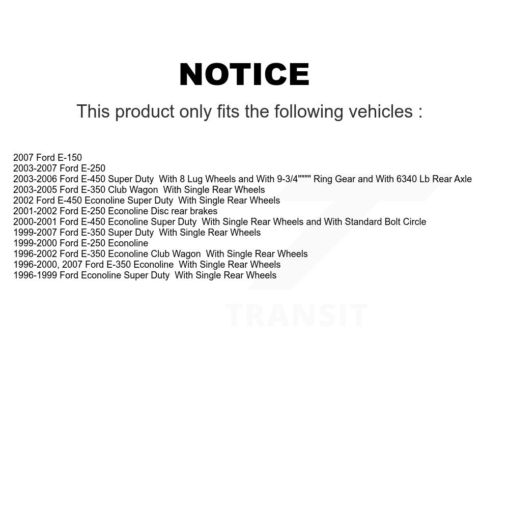 [Arrière] Rotor de frein à disque arrière pour Ford E-350 Super Duty E-250 Econoline Club Wagon E-150