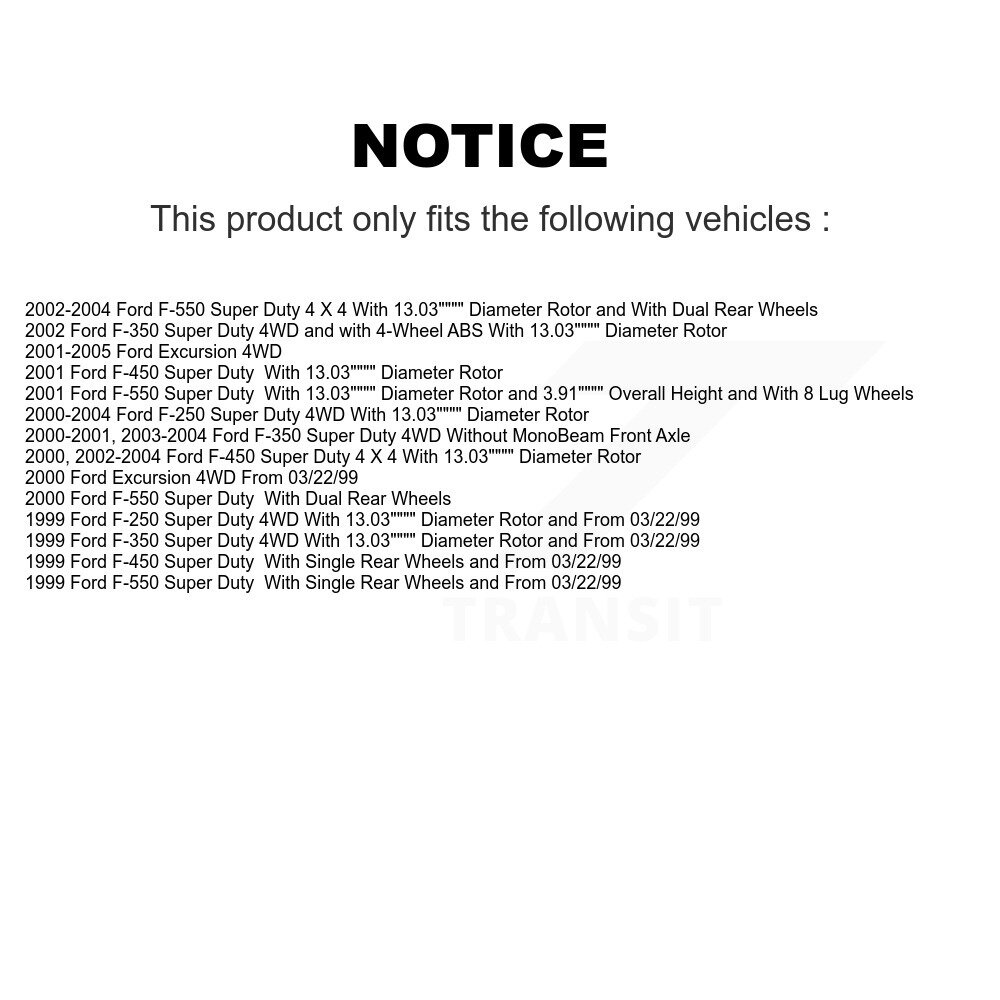 [Front] Rotor de frein à disque avant pour Ford F-350 Super Duty F-250 Excursion F-550 F-450