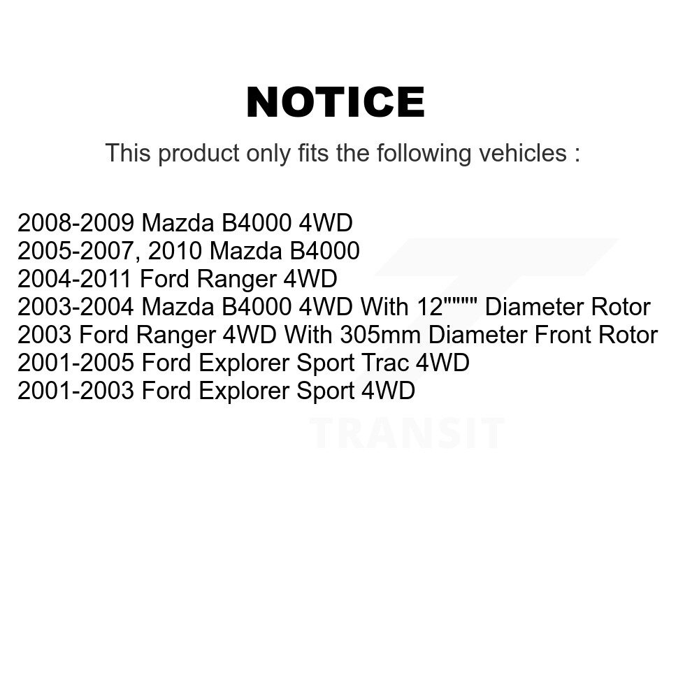 [Front] Rotor de frein à disque avant pour Ford Ranger Mazda B4000 Explorer Sport Trac 8-680027