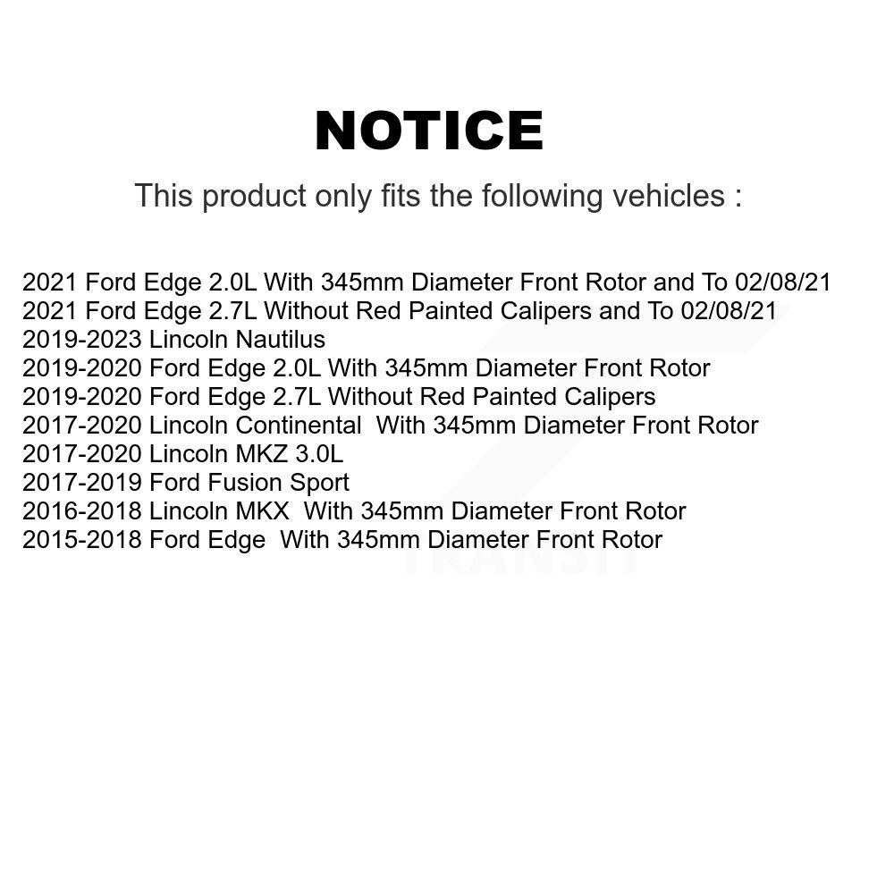 [Front] Rotor de frein à disque avant pour Ford Edge Fusion Lincoln Nautilus MKX MKZ Continental