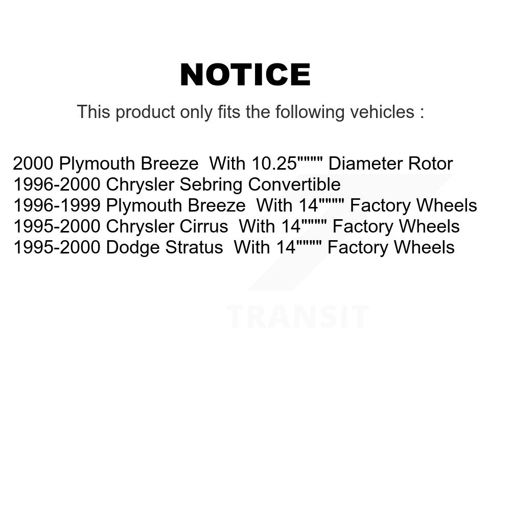 [Front] Rotor de frein à disque avant pour Chrysler Sebring Cirrus Dodge Stratus Plymouth Breeze