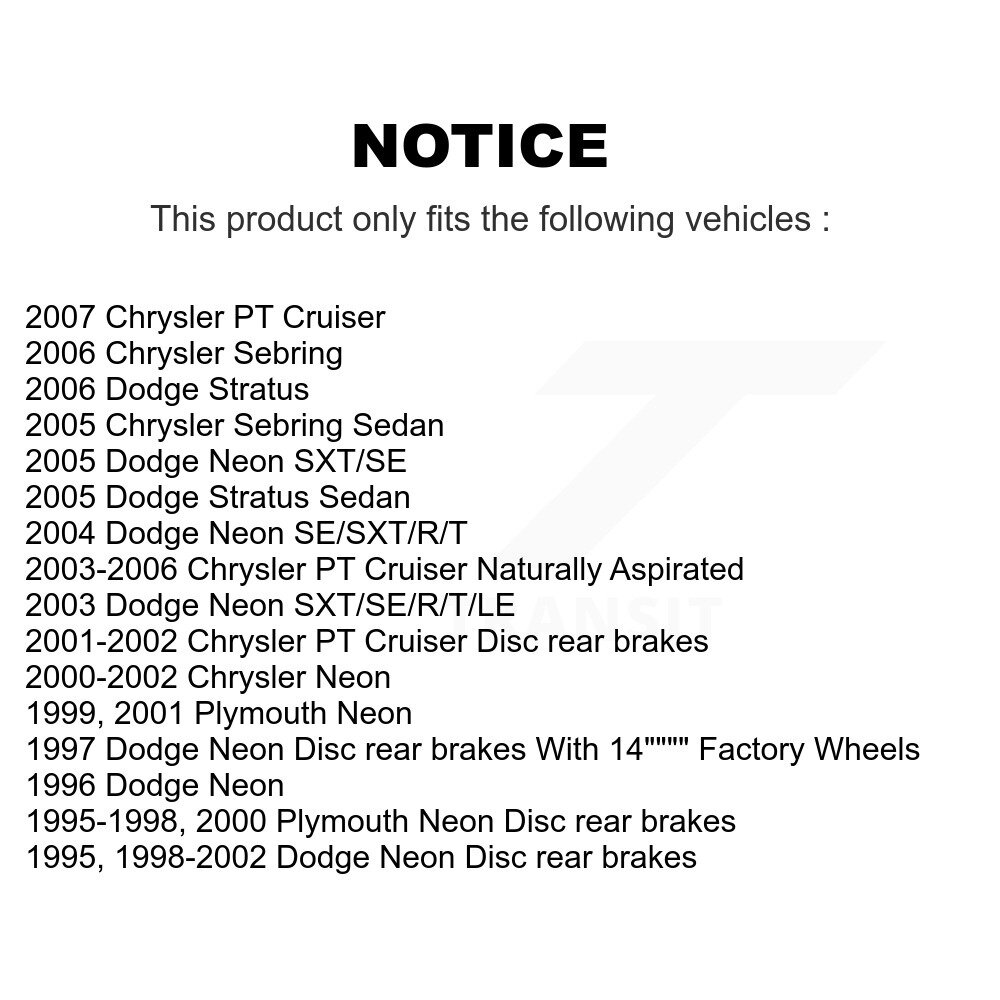 [Arrière] Rotor de frein à disque arrière pour Chrysler PT Cruiser Neon Dodge Sebring Plymouth