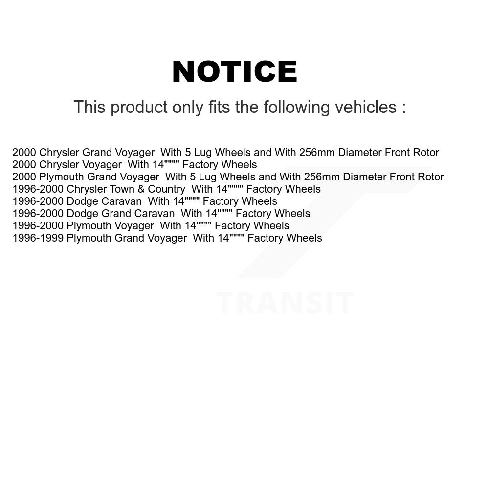 [Front] Rotor de frein à disque avant pour Dodge Caravan Grand Plymouth Voyager Chrysler Town &