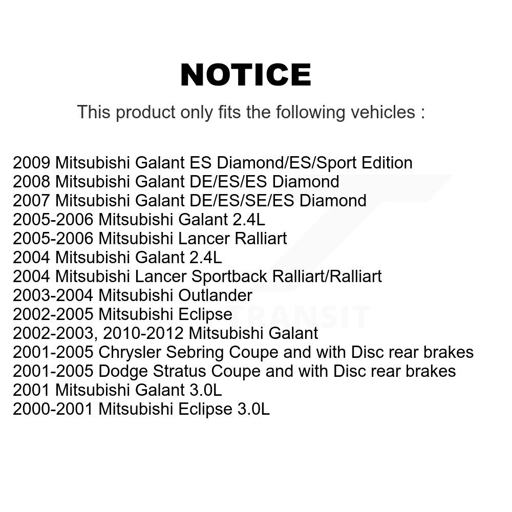 [Front] Rotor de frein à disque avant pour le Sebring Chrysler Mitsubishi Lancer Galant Eclipse