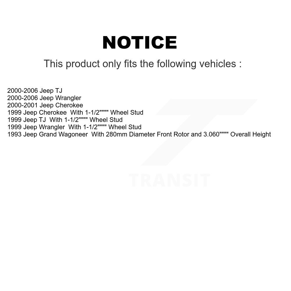 [Front] Rotor de frein à disque avant pour Jeep Wrangler Cherokee Grand Wagoneer TJ 8-76923