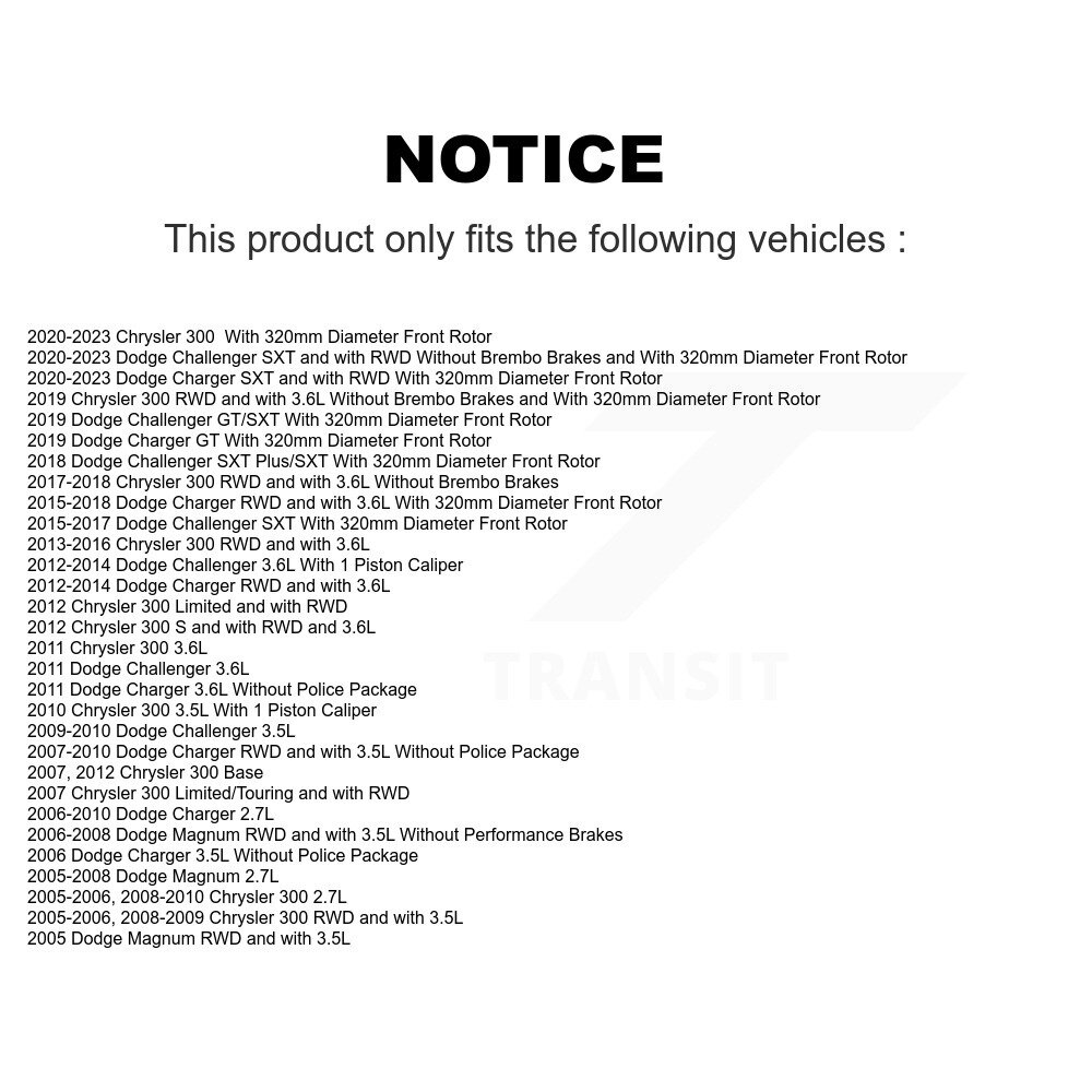 [Front] Rotor de frein à disque avant pour Dodge Chrysler 300 Chargeur Challenger Magnum 8-780255