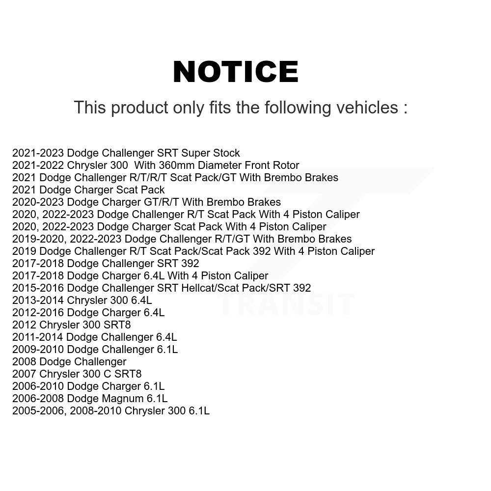[Front] Rotor de frein à disque avant pour chargeur Dodge Chrysler 300 Challenger Magnum 8-780389