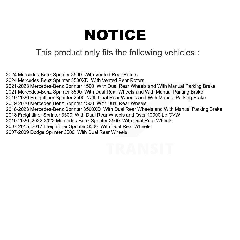 [Arrière] Rotor de frein à disque arrière pour Mercedes-Benz Sprinter 3500 Dodge 4500 3500XD 2500