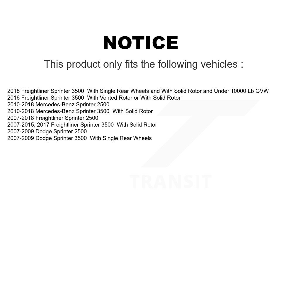 [Arrière] Rotor de frein à disque arrière pour Mercedes-Benz Sprinter 2500 3500 Dodge Freightliner