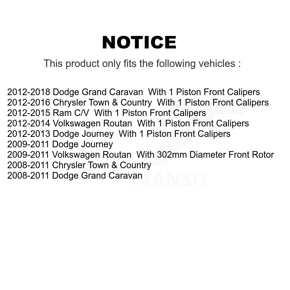[Front] Rotor de frein à disque avant pour Dodge Grand Caravan Journey Chrysler Ville et pays