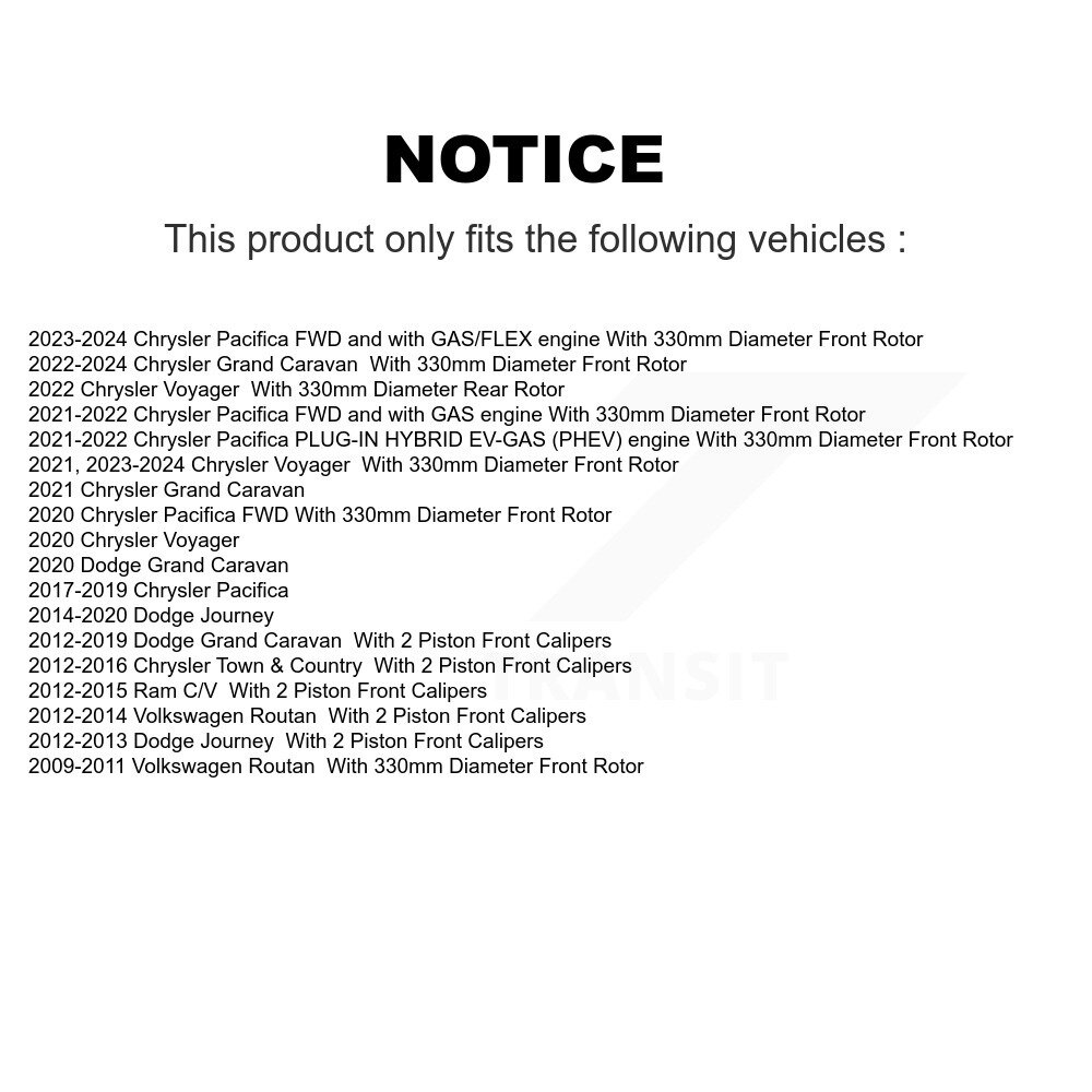 [Front] Rotor de frein à disque avant pour Dodge Grand Caravan Voyage Chrysler Pacifica Ville &