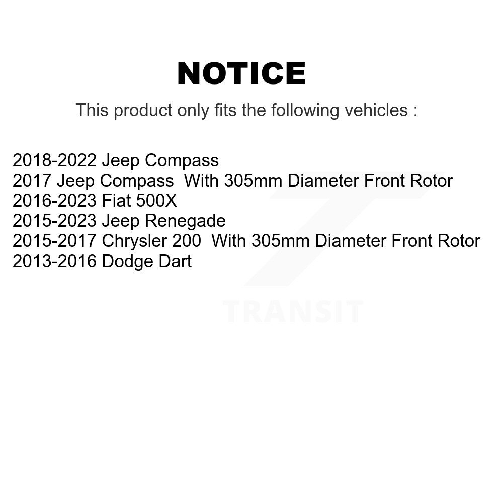 [Front] Rotor de frein à disque avant pour Jeep Compass Chrysler 200 Dodge Dart Renegade Fiat