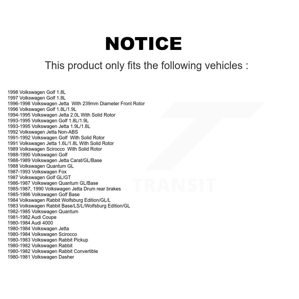 [Front] Rotor de frein à disque avant pour Volkswagen Jetta Golf Rabbit Convertible Scirocco Fox