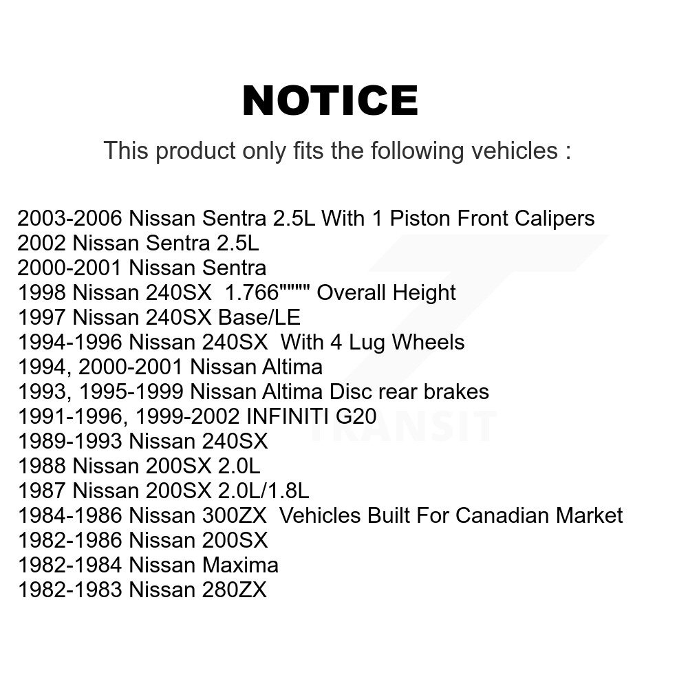 [Arrière] Rotor de frein à disque arrière pour Nissan Sentra 240SX Altima 300ZX 280ZX INFINITI G20