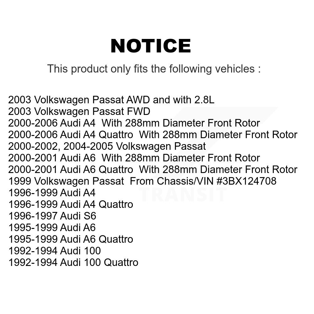 [Front] Rotor de frein à disque avant pour Audi A4 Quattro Volkswagen Passat A6 S6 100 8-96421