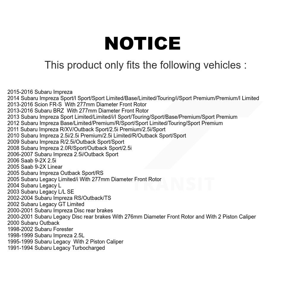 [Front] Rotor de frein à disque avant pour Subaru Impreza Scion FR-S Legacy BRZ Forester Outback