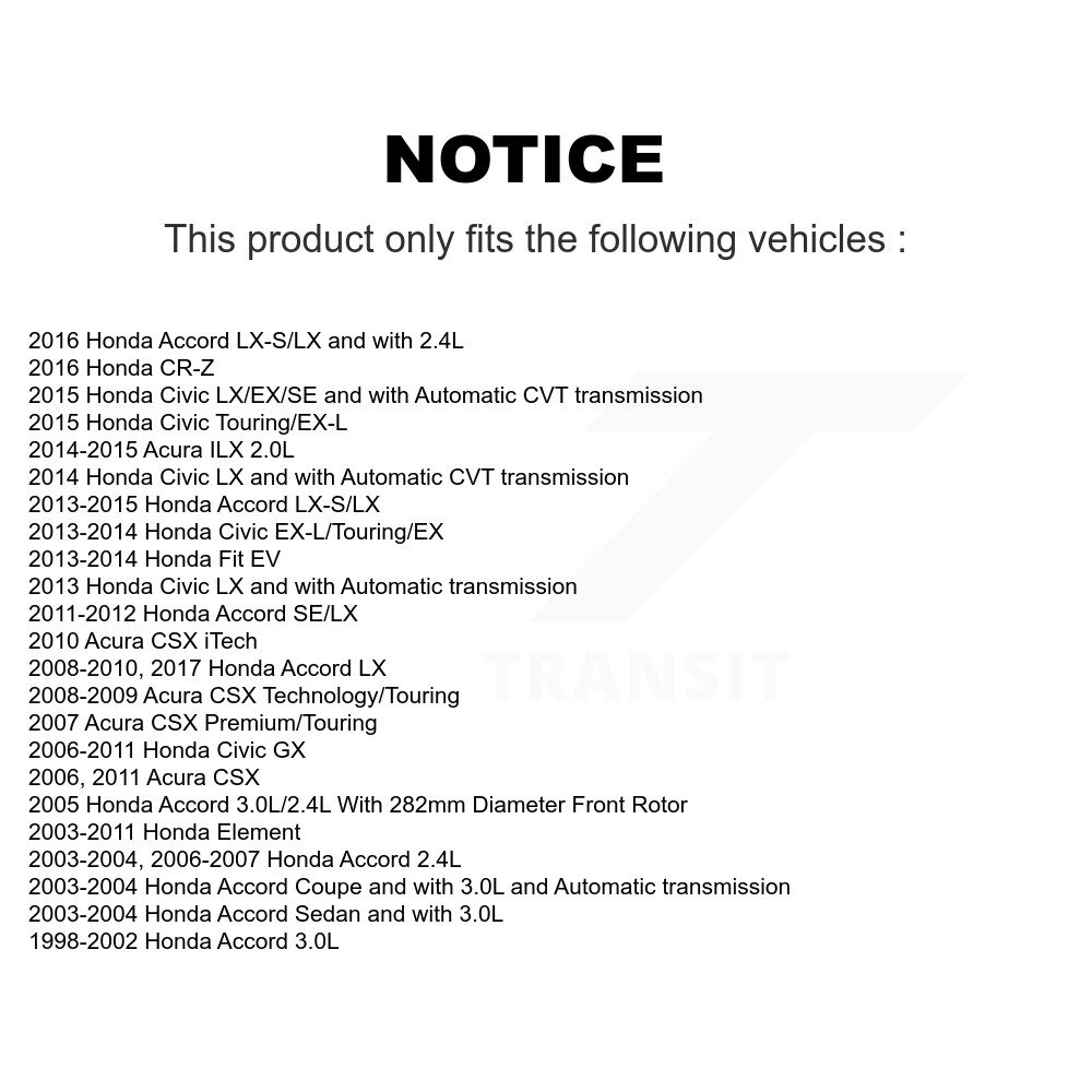 [Front] Rotor de frein à disque avant pour Honda Civic Accord Acura Fit CSX Element ILX CR-Z