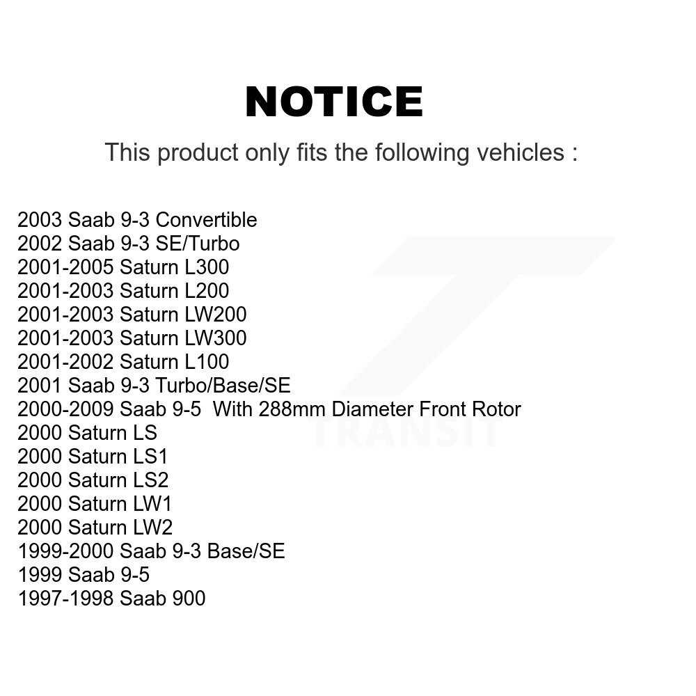 [Front] Rotor de frein à disque avant pour Saab 9-5 Saturne 9-3 L200 L300 L100 LW200 LS1 900 LS2
