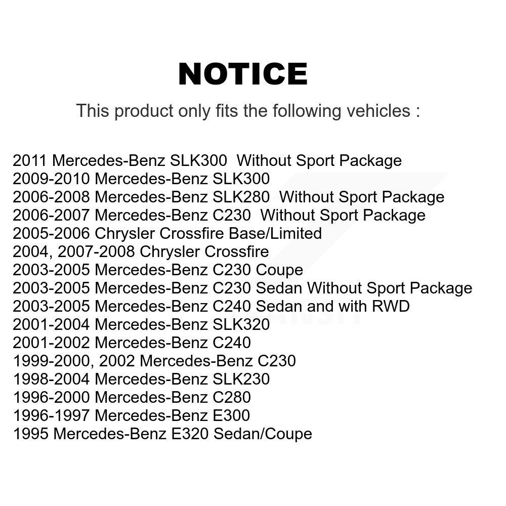[Arrière] Rotor de frein à disque arrière pour Mercedes-Benz C230 Chrysler Crossfire C240 SLK230 C280