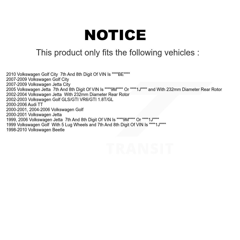 [Arrière] Rotor de frein à disque arrière pour Volkswagen Jetta Golf Beetle City Audi TT 8-96779