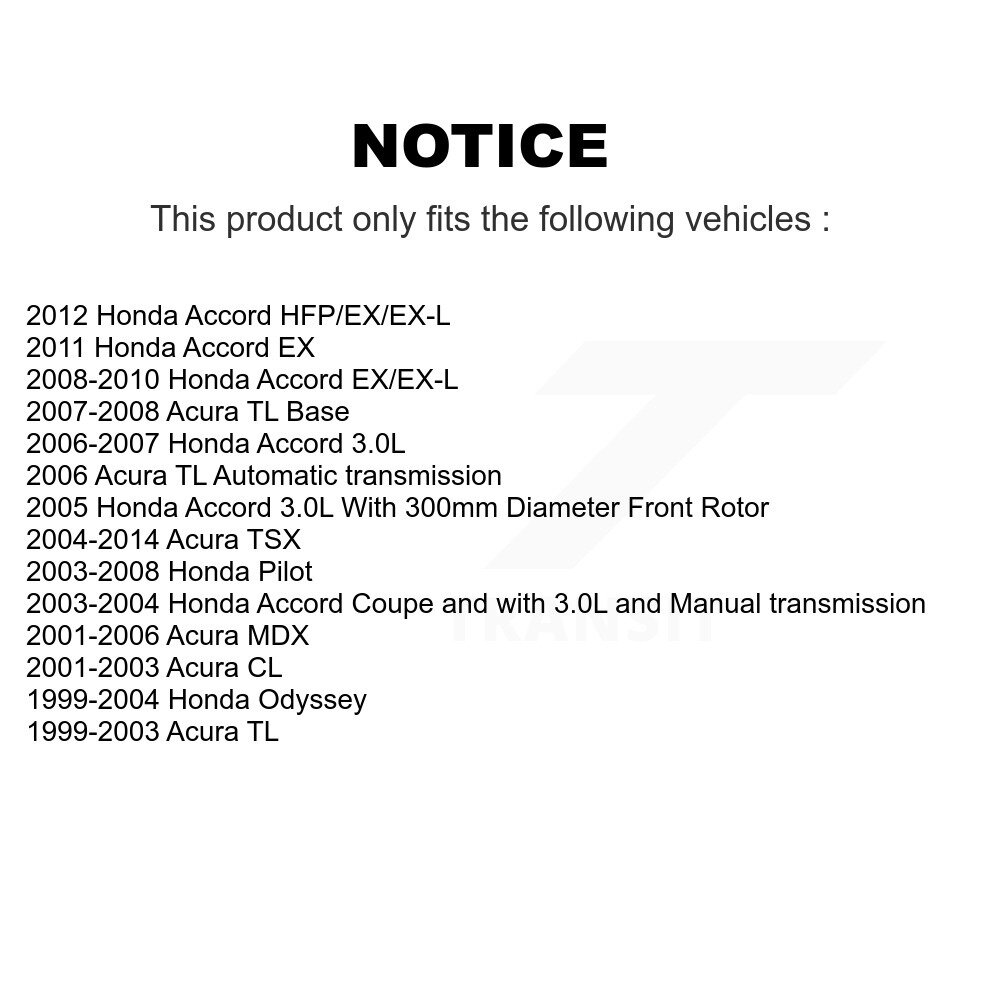 [Front] Rotor de frein à disque avant pour Honda Accord Acura TSX Pilot TL Odyssey MDX CL
